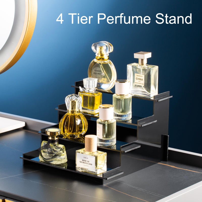 HENABLE 4 Tier Black Acrylic Display Risers, Perfume Organizer Stand, Cupcake Stand Holder, Shelf Risers for Display Stands for Funko POP Figure, Dessert Shelves for Party, Decoration - Image 2