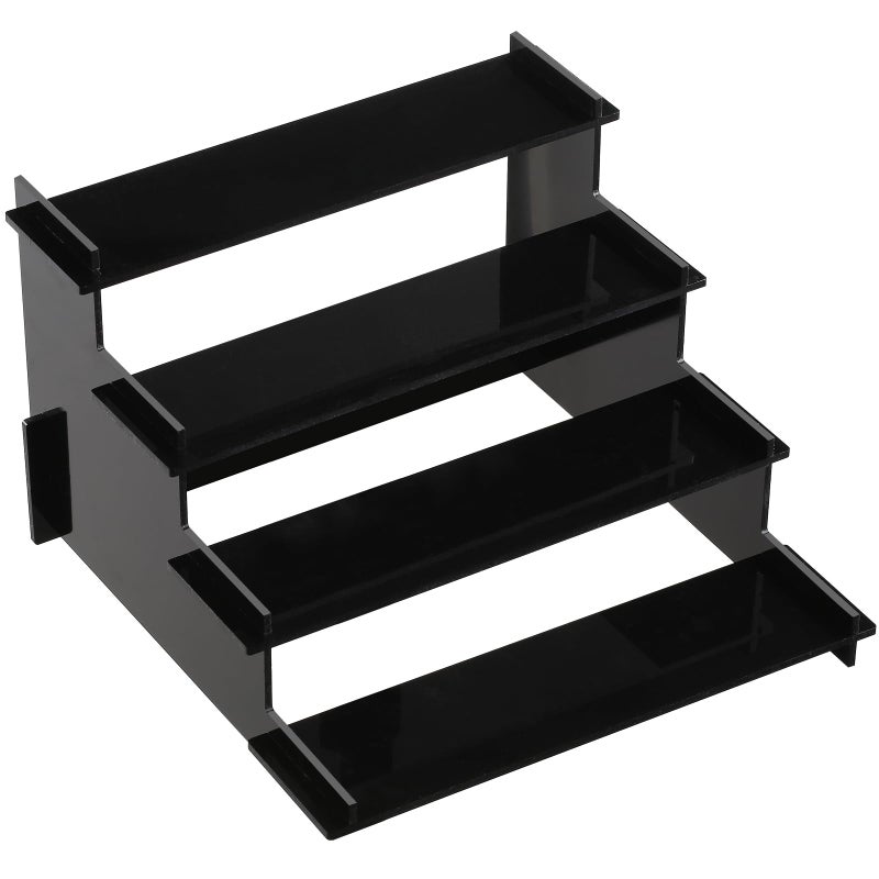 HENABLE 4 Tier Black Acrylic Display Risers, Perfume Organizer Stand, Cupcake Stand Holder, Shelf Risers for Display Stands for Funko POP Figure, Dessert Shelves for Party, Decoration - Image 1