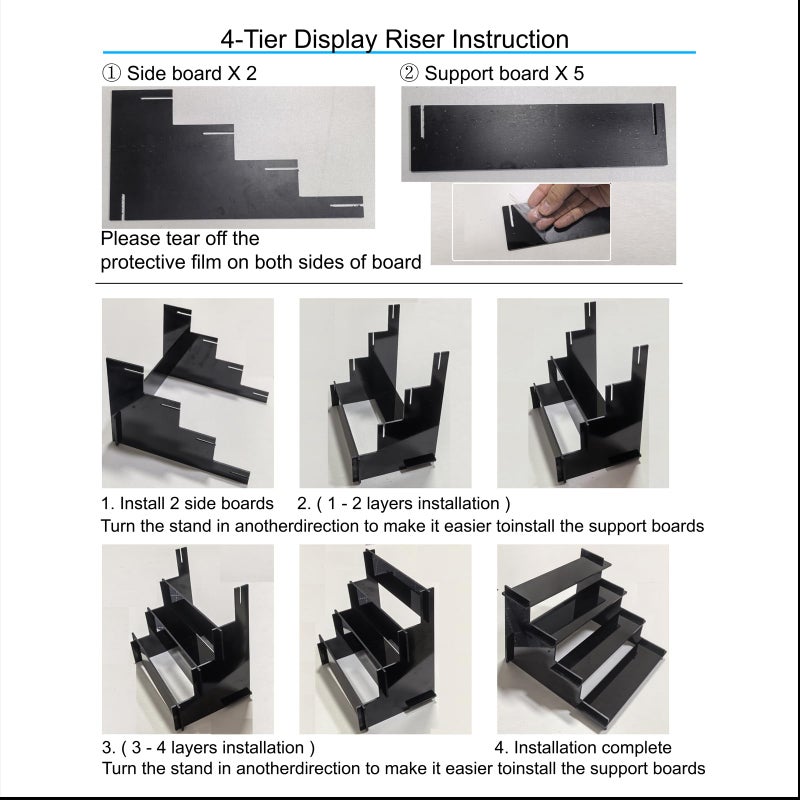 HENABLE 4 Tier Black Acrylic Display Risers, Perfume Organizer Stand, Cupcake Stand Holder, Shelf Risers for Display Stands for Funko POP Figure, Dessert Shelves for Party, Decoration - Image 5