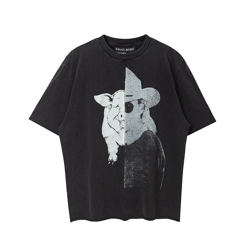 Erd Melancholy Rich Second Generation 24Ss "Junk Pig Assemblage" Washed Old Cotton Short Sleeve T - Image 4