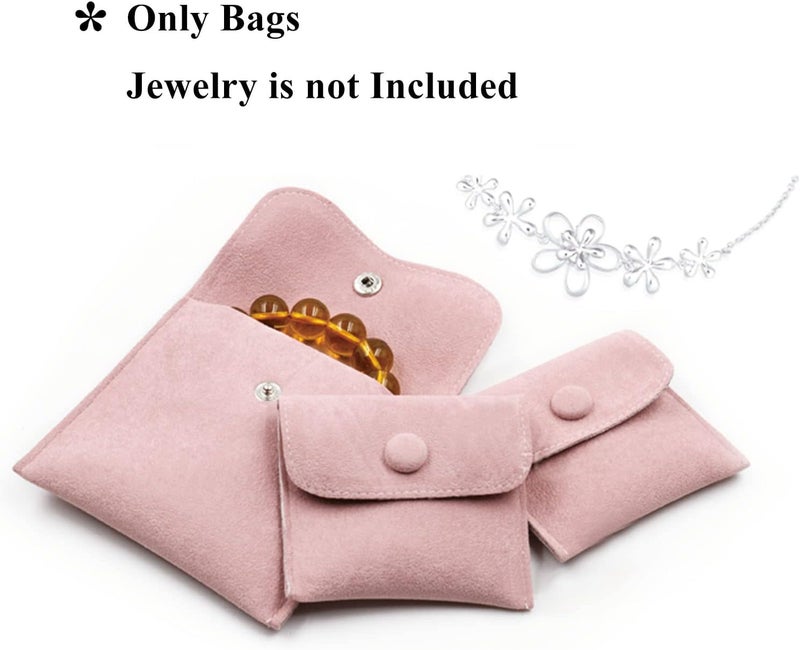 Hsiwto Pack of 10 Velvet Jewelry Pouch Storage Bags Portable Jewelry Gift Bag With Snap Button, Small Pink - Image 4