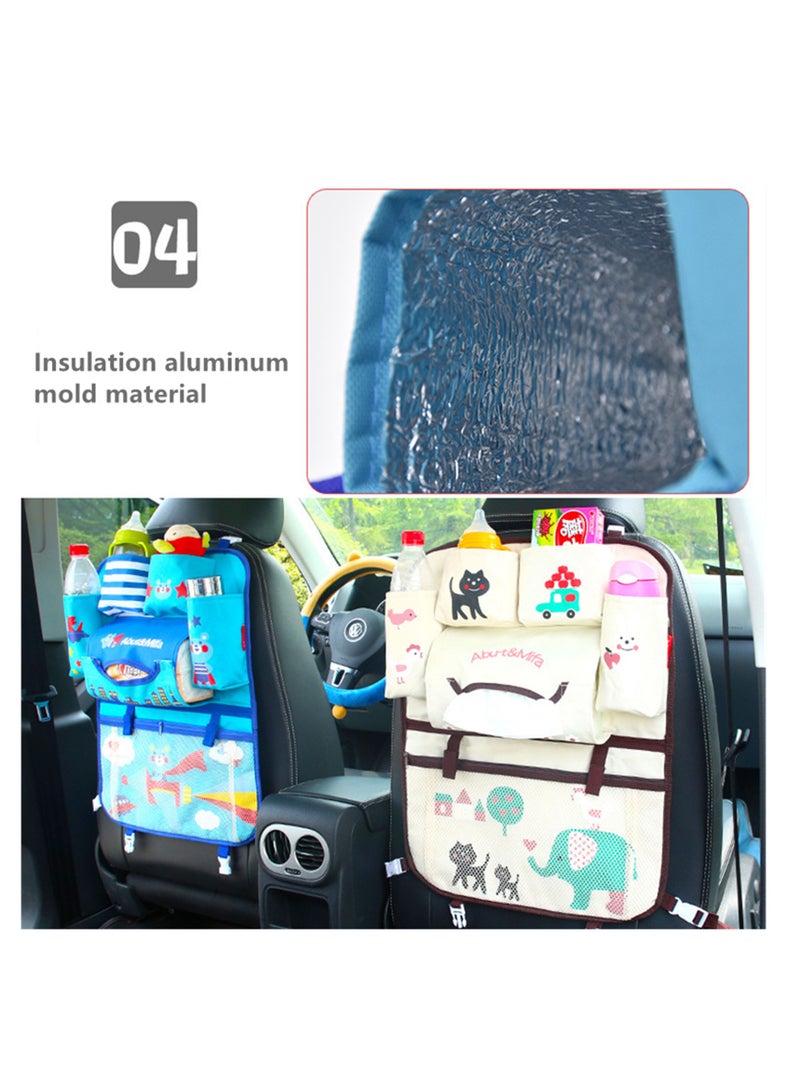 NOVOLAN Car Seat Cushion Back Seat Protector Seat Belt Backseat Organizer Storage Pockets, Cartoon Car Seat Back Bag Car Rear Seat Storage Box Baby Supplies Storage Car Hanging Bag (ABC) - Image 5