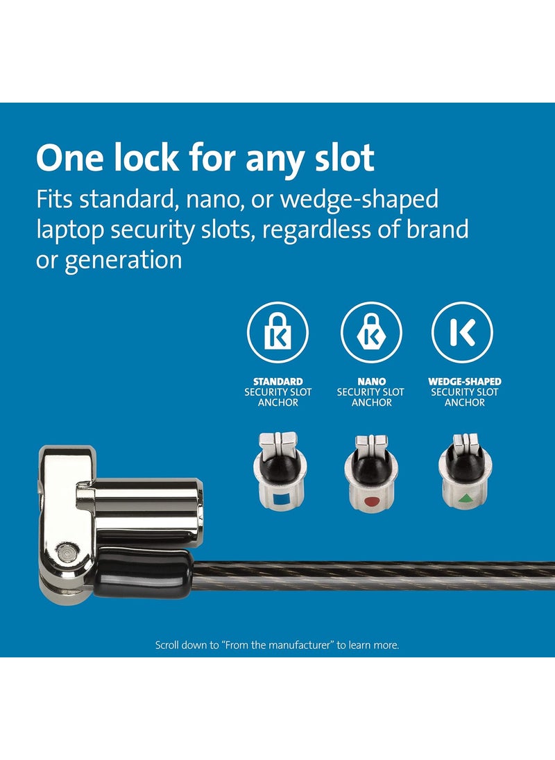 Kensington Kensington Universal 3in1 Keyed Laptop Locking Cable Computer Security Keyed Lock Tbar Nano Wedgedshaped K62318WW  - Image 2