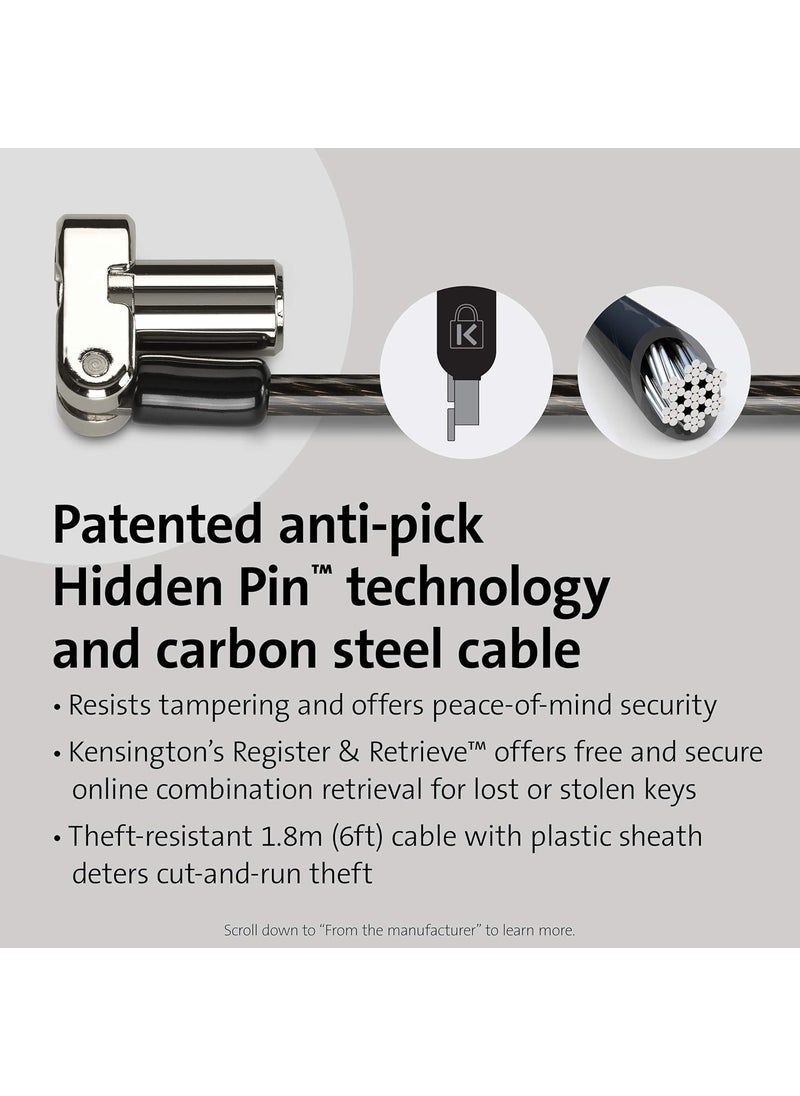 Kensington Kensington Universal 3in1 Keyed Laptop Locking Cable Computer Security Keyed Lock Tbar Nano Wedgedshaped K62318WW  - Image 3