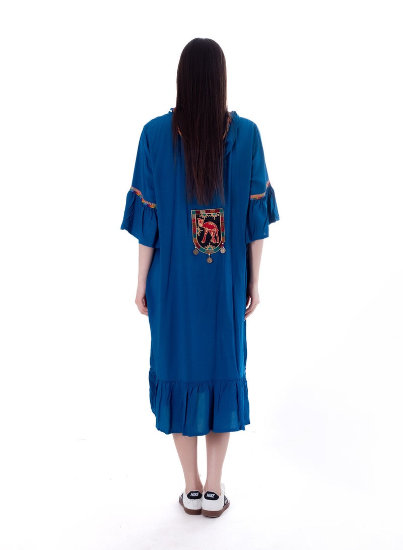 BEBO Women's short printed long sleeve dress, free size, suitable for weight from 60 to 85 kg approximately  - Image 3