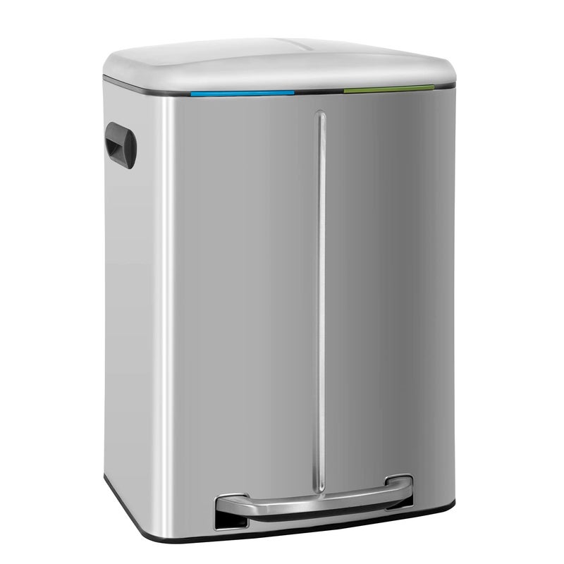 BestOffice Kitchen Trash Can with Lid for Office Bedroom Bathroom Step Trash Bin Fingerprint-Proof Brushed Stainless Steel Trash Can 10 Gallon/ 40L - Image 1