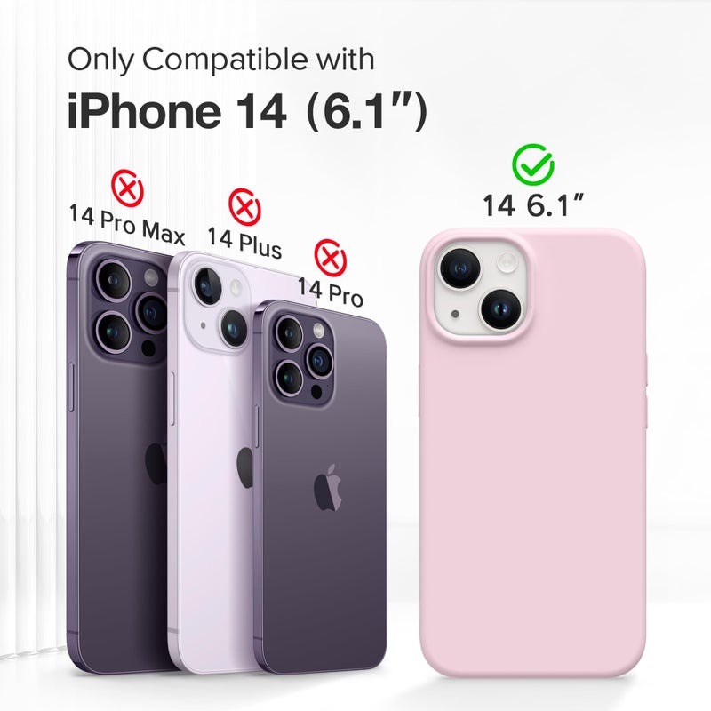 GONEZ Magnetic for iPhone 14 Case, Compatible with Magsafe, with Screen Protector + Camera Protector, Anti-Scratch Microfiber Lining, Liquid Silicone Shockproof Protective Phone Case, Pastel Pink - Image 2