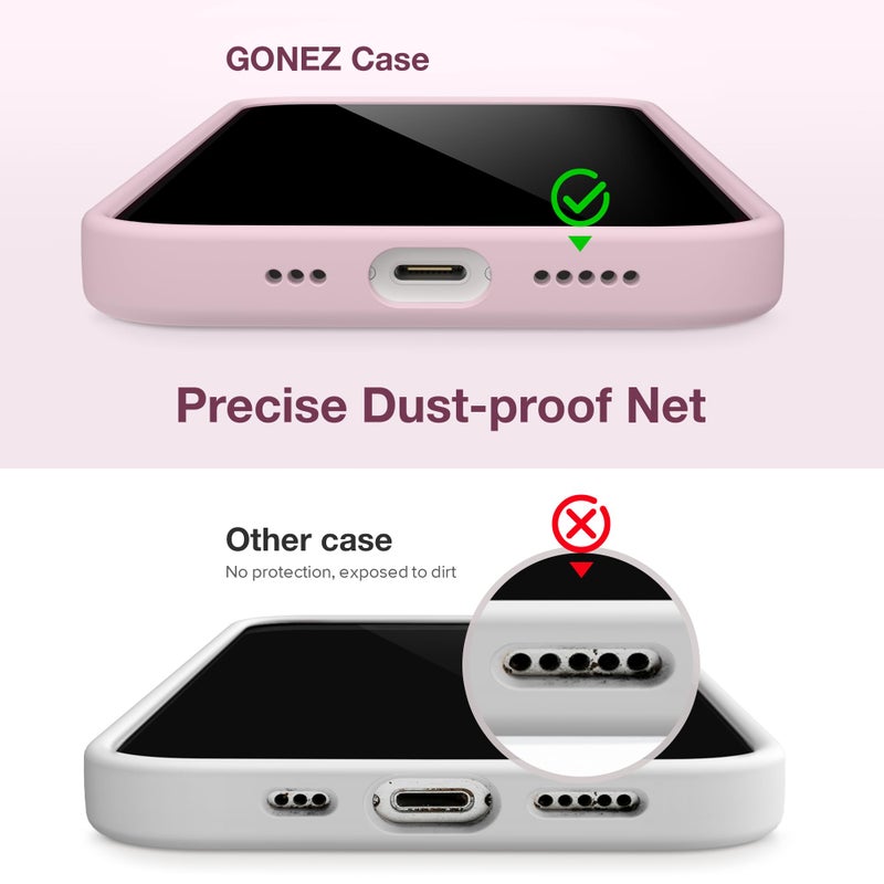 GONEZ Magnetic for iPhone 14 Case, Compatible with Magsafe, with Screen Protector + Camera Protector, Anti-Scratch Microfiber Lining, Liquid Silicone Shockproof Protective Phone Case, Pastel Pink - Image 5