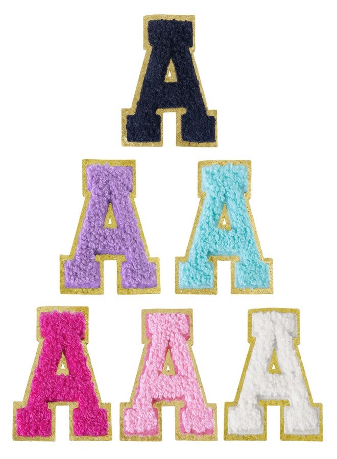 Aganmi 6 Pcs Self Adhesive Chenille Letter Patches for Bags, 2 inch Preppy Varsity Letter Patches for Clothes and Hats, Large Letter Stickers for Laptop Phone Case Fridge, A - Image 1
