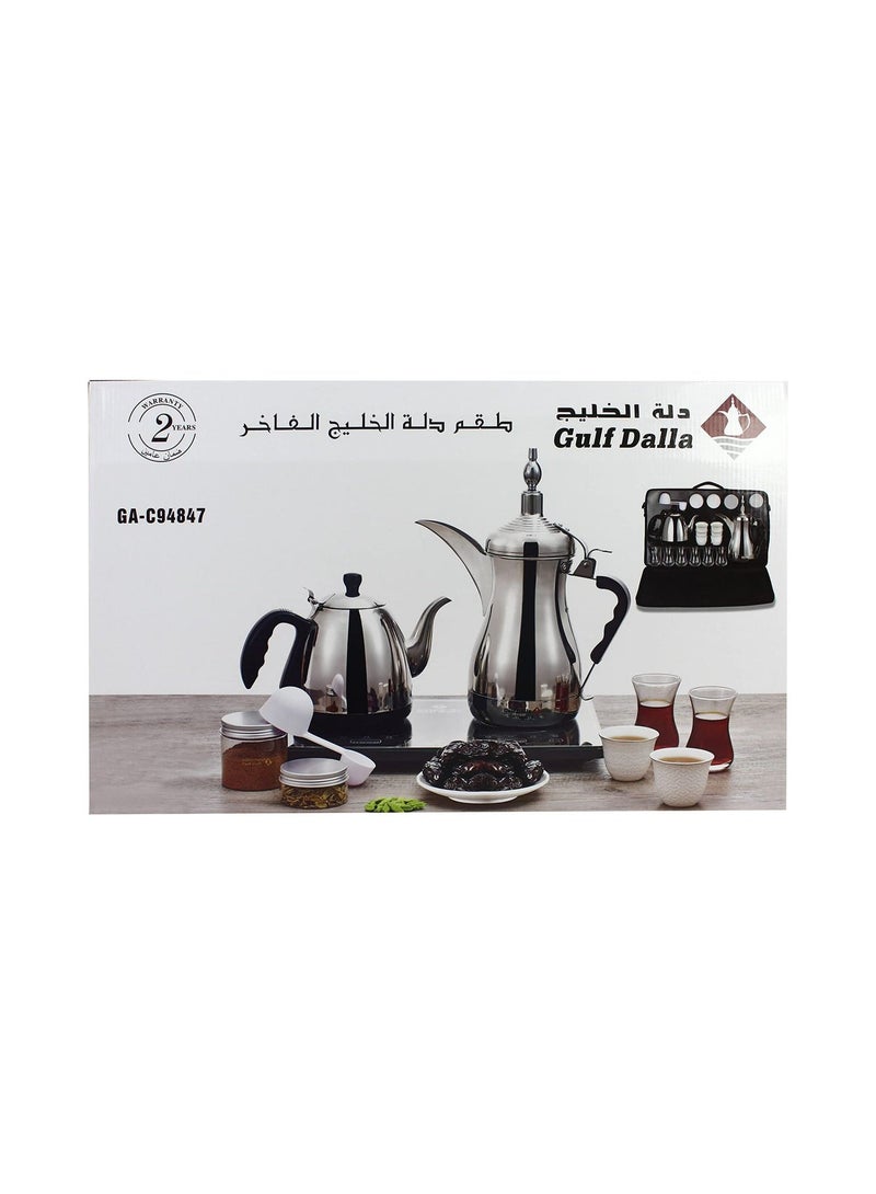 غالف دالا طقم دلة الخليج الفاخر المتكامل لتحضير القهوة والشاي مع حقيبة تنقل وضمان عامين - Image 4