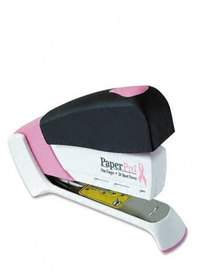 PaperPro : Pink Ribbon Desktop Stapler, 20 Sheet Capacity, Black/Pink -:- Sold as 2 Packs of - 1 - / - Total of 2 Each