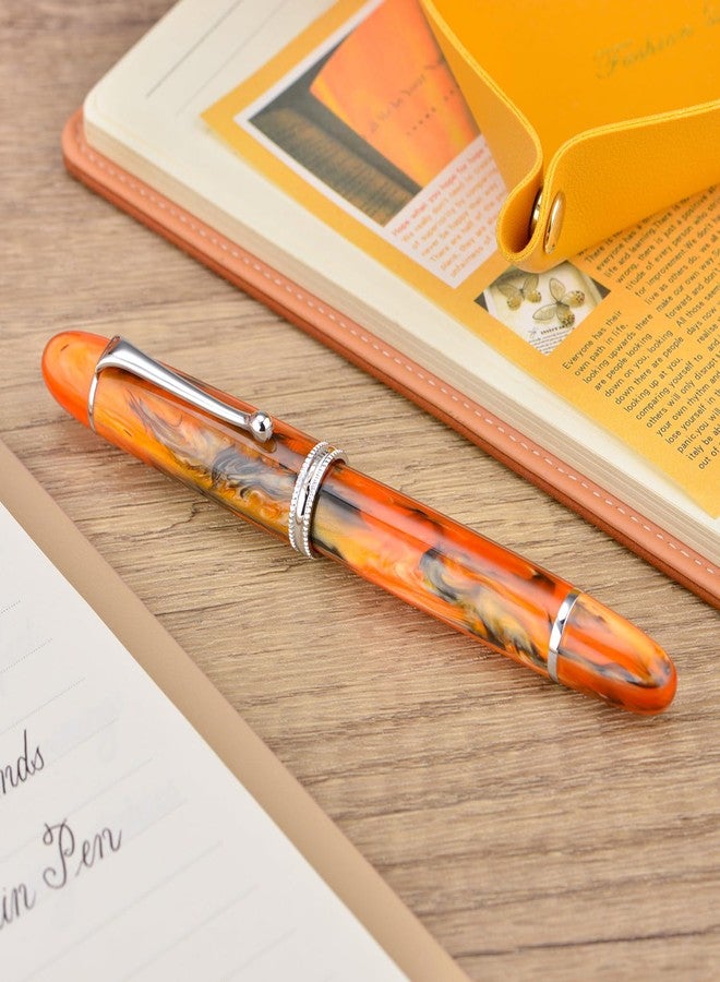 Asvine V800 Fountain Pen - Vacuum Filling System with Large Ink Capacity - Smooth Number 8 Extra Fine Nib with Gift Case and Wrench- Amber Acrylic - Image 3
