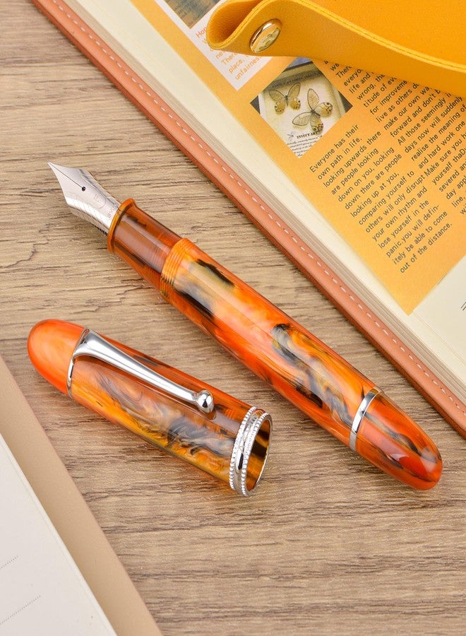 Asvine V800 Fountain Pen - Vacuum Filling System with Large Ink Capacity - Smooth Number 8 Extra Fine Nib with Gift Case and Wrench- Amber Acrylic - Image 4