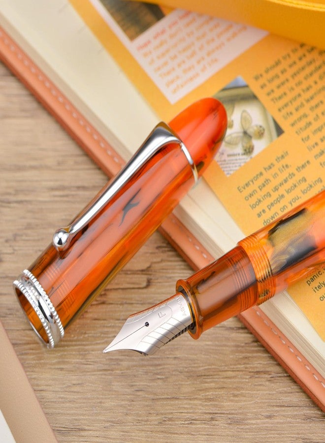 Asvine V800 Fountain Pen - Vacuum Filling System with Large Ink Capacity - Smooth Number 8 Extra Fine Nib with Gift Case and Wrench- Amber Acrylic - Image 5