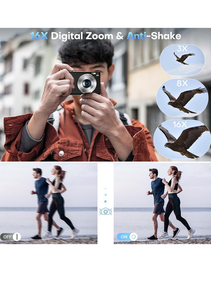Generic Digital Camera, Autofocus 48MP UHD 4K Vlogging Camera 16X Digital Zoom, Portable Compact Point and Shoot Digital Camera for Teens Adult Beginner with 32GB Card  - Image 3