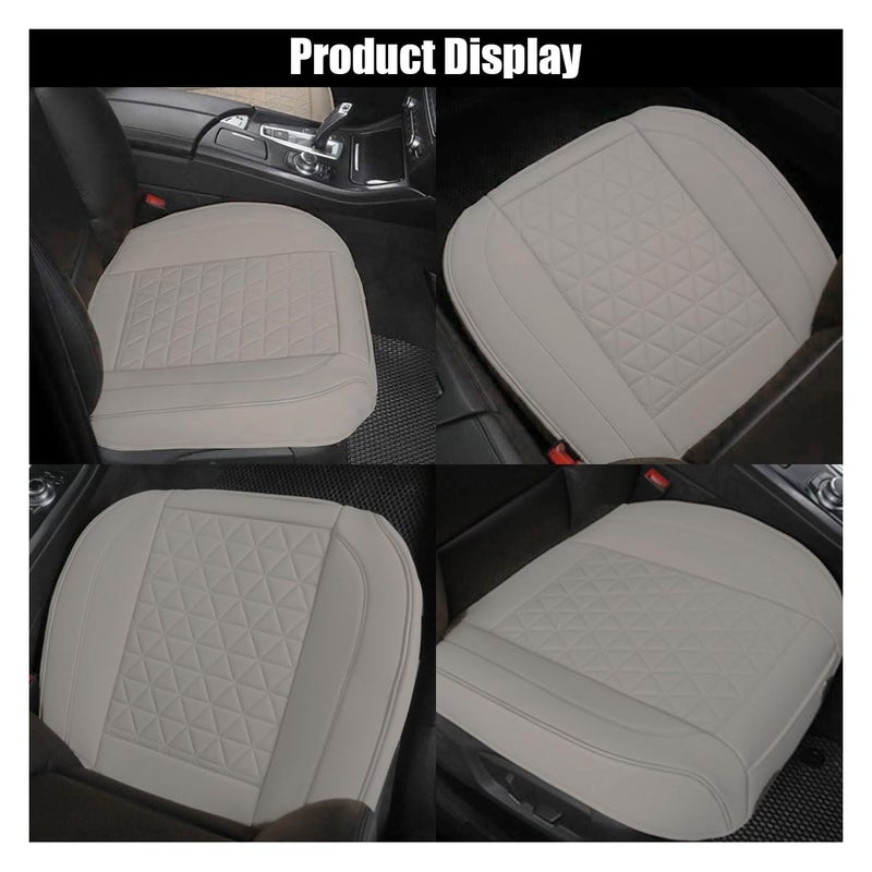 GLSOWEE Leather Car Seat Cover, Auto Front Bottom Seat Cover Luxury Car Seat Protector Anti-Slip Waterproof Cushion Cover with Storage Pocket, for Most Cars, Trucks, SUVs (Light Grey) - Image 5