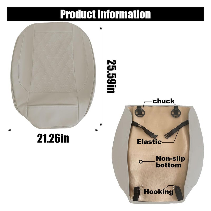 GLSOWEE Leather Car Seat Cover, Auto Front Bottom Seat Cover Luxury Car Seat Protector Anti-Slip Waterproof Cushion Cover with Storage Pocket, for Most Cars, Trucks, SUVs (Light Grey) - Image 2