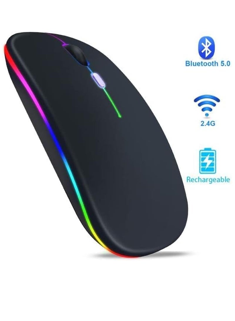 CAL STAR HK-60 Rechargeable Bluetooth Wireless Mouse with Mouse Pad – Silent Click, RGB Backlit, 2.4GHz Dual Mode, 1600 DPI, Multi-Device - Image 2
