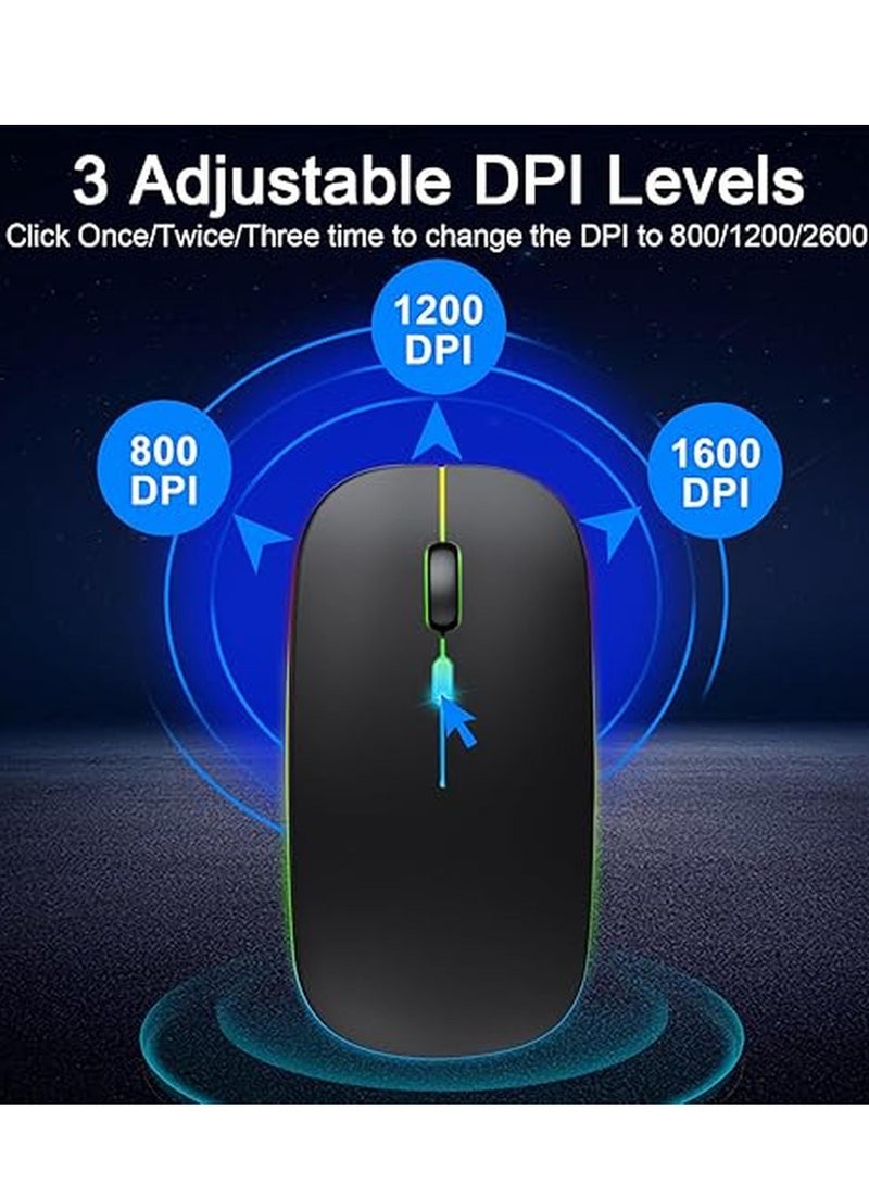 CAL STAR HK-60 Rechargeable Bluetooth Wireless Mouse with Mouse Pad – Silent Click, RGB Backlit, 2.4GHz Dual Mode, 1600 DPI, Multi-Device - Image 3
