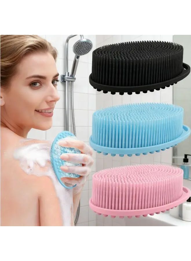 Multi Purpose Silicone Bath Scrubber 3Pcs Gentle Exfoliating Shower Brush - Image 1