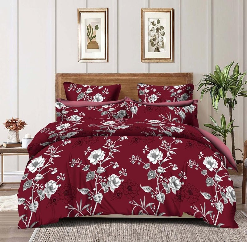 Sitting Style Glace Cotton Reversible AC Comforter Set King Size Double Bed with 1 Bedsheet and 2 Pillow Covers Size 90x100 InchColorMulti4Pc Comforter Set - Image 1