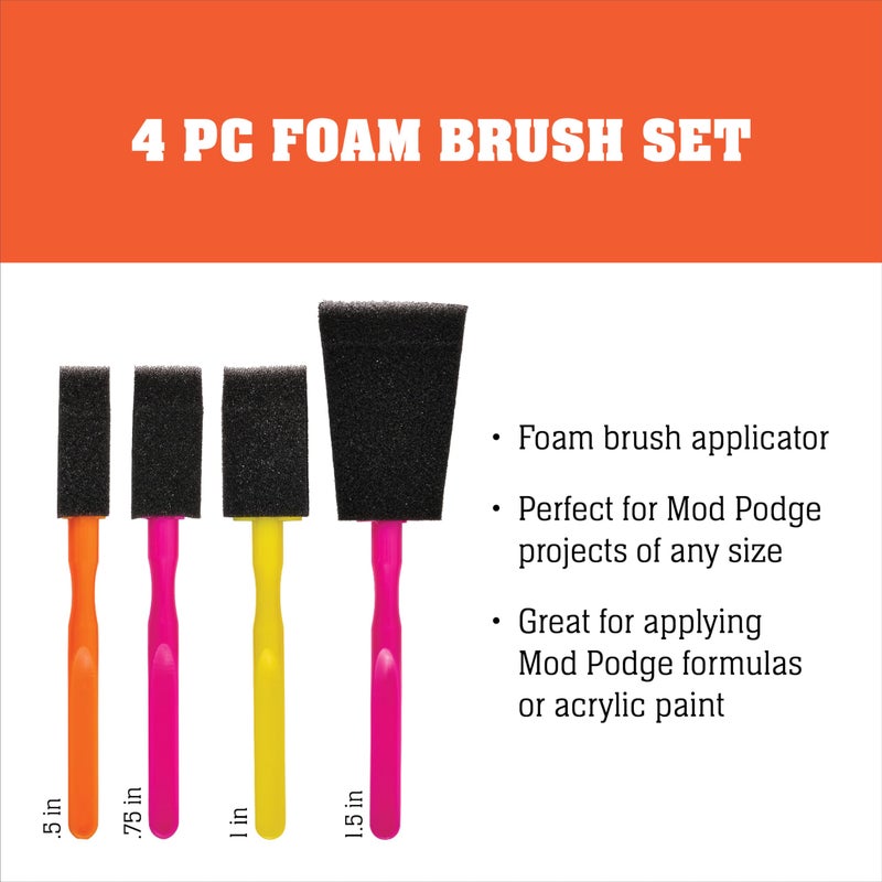 Mod Podge FBA Scrapbooking Foam Brush Set, (4-Piece), Assorted 4 Count - Image 3