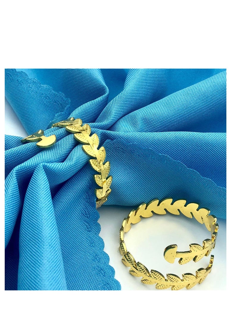 SYOSI Gold Leaf Napkin Rings Set of 8 for Dinner Table Decor Cloth Napkins Holder Metal Farmhouse Family Hotel Holiday Birthday Party Decorations Rustic - Image 3
