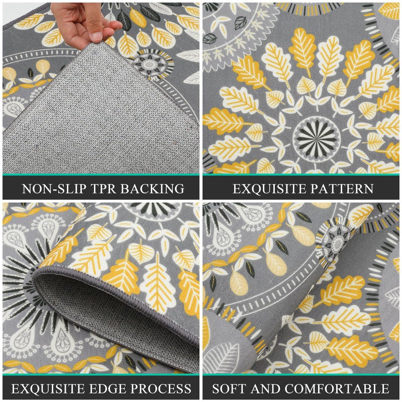 Bsmathom Boho Kitchen Rug Mat Sets 3 Piece, Farmhouse Non Slip Kitchen Rug Runner, Washable Non Skid Kitchen Rugs, Bohemian Kitchen Floor Mat for Hallway Entryway Laundry Room - Image 3