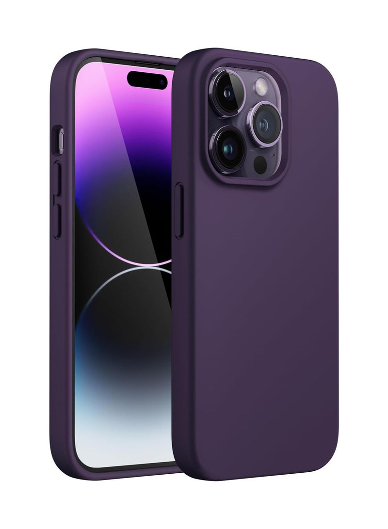 أكاليكس جراب سيليكون متوافق مع iPhone 14 Pro، جراب هاتف سيليكون سائل رفيع مع طبقات من المطاط الناعم، ممتص صدمات مقاوم للصدمات مع بطانة من مادة TPU (أرجواني غامق) - Image 1