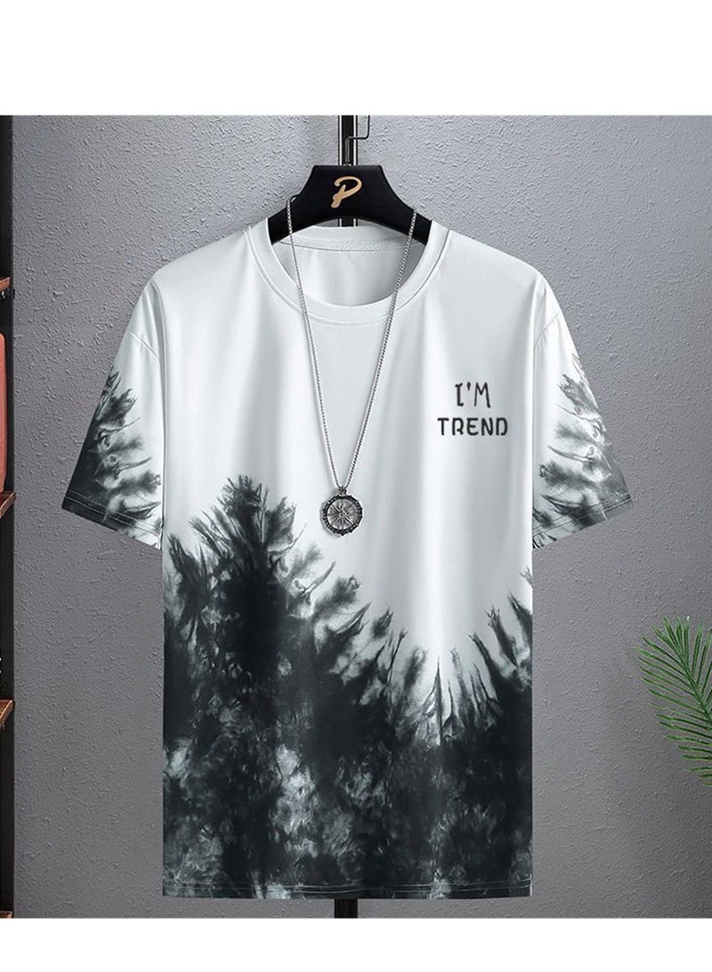 Trendy printed short-sleeved T-shirt summer new men's casual suit shorts short-sleeved T-shirt two-piece set  - Image 3