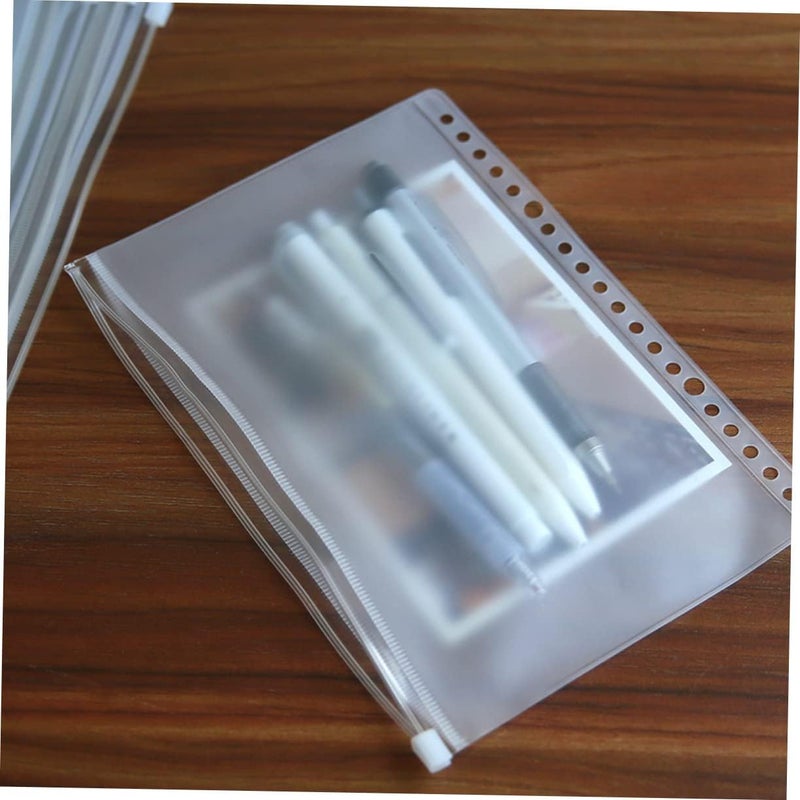 NUOBESTY 5Pcs Binder Pockets Zipper Document Storage Bags Loose Leaf File Organizers for School Office and Home Transparent Pouches for Easy Organization - Image 4