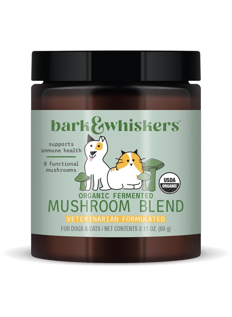 Dr. Mercola لحاء وشوارب، يدعم صحة المناعة، مزيج فطر عضوي مخمر مكون من 8 فطريات وظيفية مصمم من قبل طبيب بيطري للكلاب والقطط 2.11 أونصة 60 غرام - Image 1
