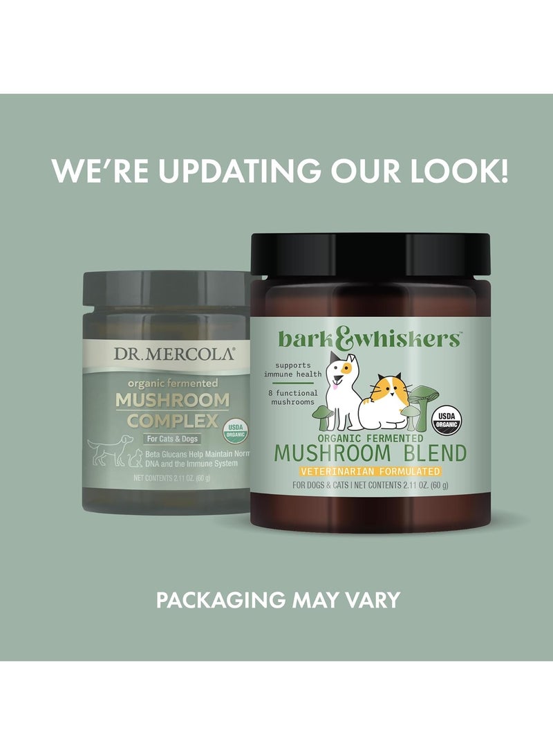 Dr. Mercola لحاء وشوارب، يدعم صحة المناعة، مزيج فطر عضوي مخمر مكون من 8 فطريات وظيفية مصمم من قبل طبيب بيطري للكلاب والقطط 2.11 أونصة 60 غرام - Image 2