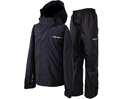 Acme Projects Acmelogy Rain Suit (Jacket + Pants) 100% Waterproof, Breathable, Taped Seam, 10000mm/3000gm, YKK Zipper (Men's, Small, Black) - Image 1