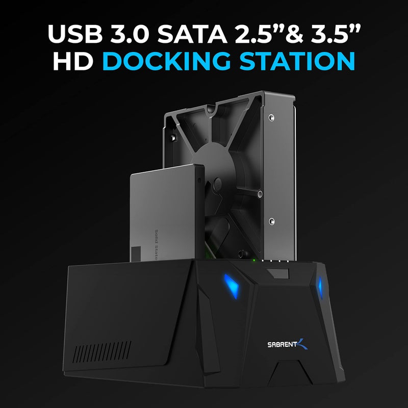 SABRENT USB 3.0 to SATA I/II/III Dual Bay External Hard Drive Docking Station for 2.5 or 3.5in HDD, SSD with Hard Drive Duplicator/Cloner Function [20+TB Support] (EC-HD2B) - Image 2