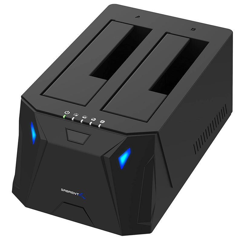 SABRENT USB 3.0 to SATA I/II/III Dual Bay External Hard Drive Docking Station for 2.5 or 3.5in HDD, SSD with Hard Drive Duplicator/Cloner Function [20+TB Support] (EC-HD2B) - Image 1