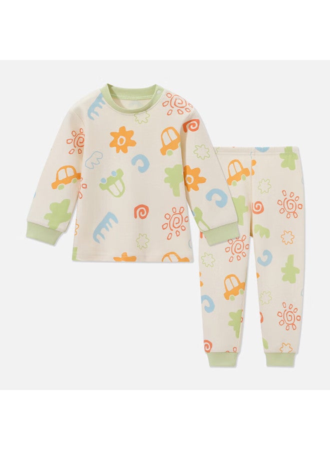 Tinsino Kids Pajama Set Boys And Girls Cotton Homewear Pink Pig And Bear Design