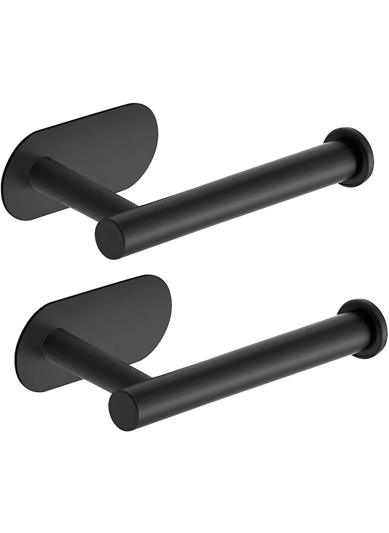 spa luxetique - 2PC Toilet Paper Holder Wall Mounted Toilet Roll Holder Black Paper Roll Holder Stand,Toilet Paper Holder For Mega Rolls,Self Adhesive Tissue Holder for Bathroom Kitchen Living Room - Image 1