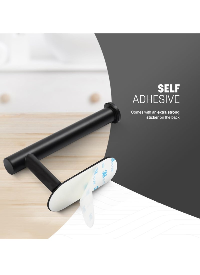 spa luxetique - 2PC Toilet Paper Holder Wall Mounted Toilet Roll Holder Black Paper Roll Holder Stand,Toilet Paper Holder For Mega Rolls,Self Adhesive Tissue Holder for Bathroom Kitchen Living Room - Image 1