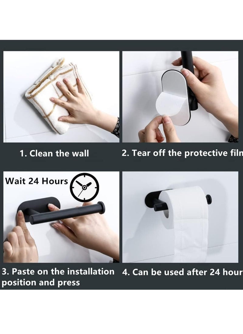 spa luxetique - 2PC Toilet Paper Holder Wall Mounted Toilet Roll Holder Black Paper Roll Holder Stand,Toilet Paper Holder For Mega Rolls,Self Adhesive Tissue Holder for Bathroom Kitchen Living Room - Image 1