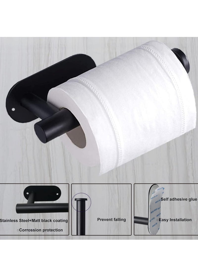 spa luxetique - 2PC Toilet Paper Holder Wall Mounted Toilet Roll Holder Black Paper Roll Holder Stand,Toilet Paper Holder For Mega Rolls,Self Adhesive Tissue Holder for Bathroom Kitchen Living Room - Image 1