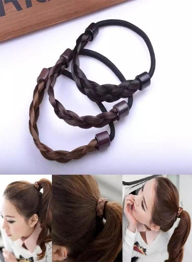RUSTAMM 8 PCS Hair Ties Wig Braided Hair Elastic Rope Ponytail Holders for Women Girls Teens Hair Accessories (Black, natural black, light brown, dark brown) - Image 4