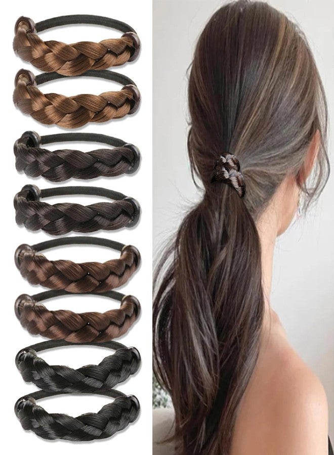 RUSTAMM 8 PCS Hair Ties Wig Braided Hair Elastic Rope Ponytail Holders for Women Girls Teens Hair Accessories (Black, natural black, light brown, dark brown) - Image 1