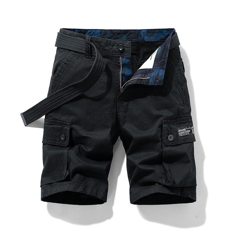 Workwear shorts mens summer new fashion brand middle pants 100 cotton five-point sports pants mens plus size casual pants Sapphire Blue - Image 2