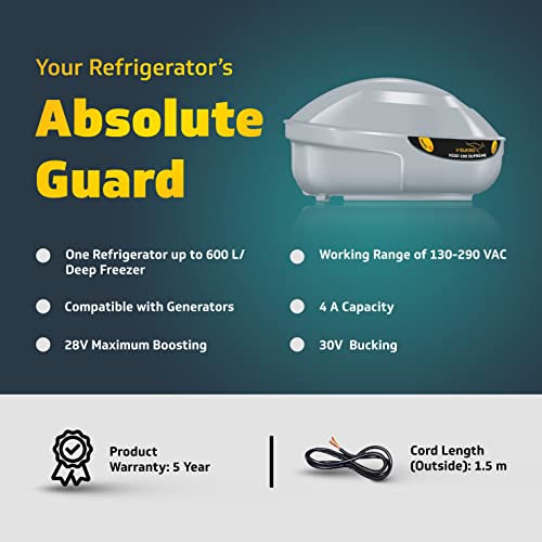 V-Guard VGSD 100 Supreme Refrigerator Stabilizer (For Single or Double Door Refrigerator between 300 to 600 Litre/One Deep Freezer) (Grey) - Image 2