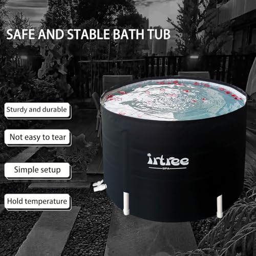 irtree Portable Adult Soaking Bathtub - Folding Cold Plunge Tub Barrel Bath Shower (Dia 29.5" x H 21.6") - Image 5