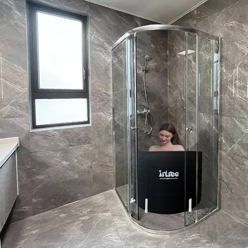 irtree Portable Adult Soaking Bathtub - Folding Cold Plunge Tub Barrel Bath Shower (Dia 29.5" x H 21.6") - Image 2