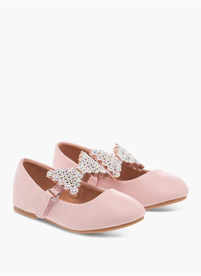 فلورا بيلا من شو إكسبرس Girls Embellished Bow Applique Ballerina Shoes