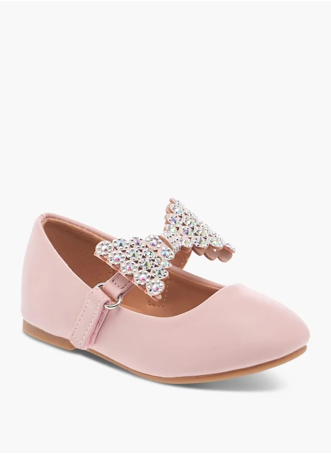 فلورا بيلا من شو إكسبرس Girls Embellished Bow Applique Ballerina Shoes