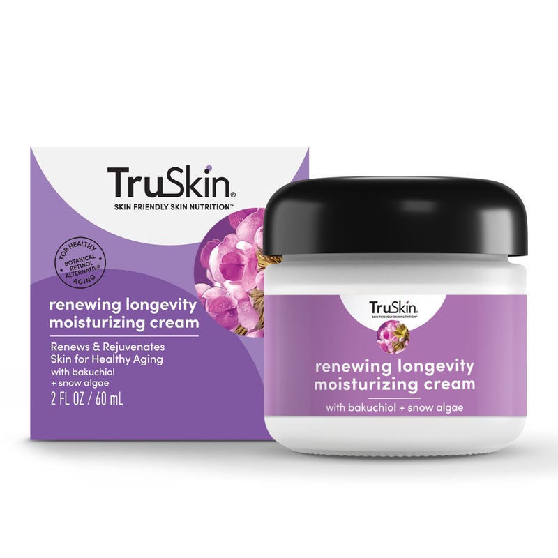 TruSkin Longevity Moisturizing Cream â€“ Revolutionary Face Moisturizer with Bakuchiol & Snow Algae â€“ Healthy Aging Gentle Retinol Alternative, Firmer-Looking Skin, 2 fl oz - Image 1